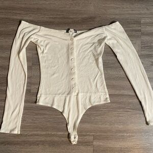 Off-Shoulder Button-Up Bodysuit